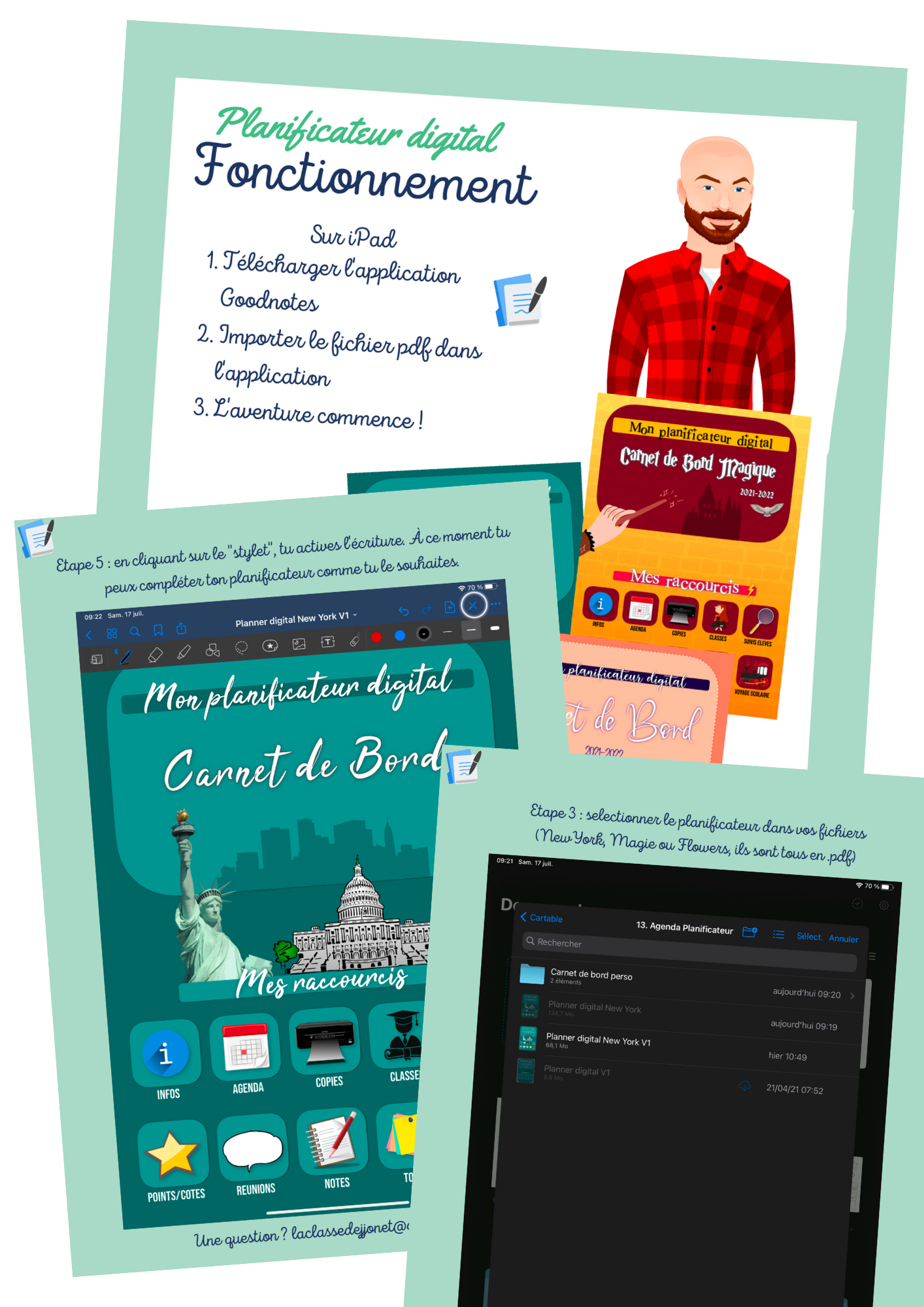Bloc-notes quotidien numérique Planificateur numérique de liste de tâches  Planificateur numérique de portraits Horaire quotidien Planificateur iPad  pour Goodnotes par MADEtoPLAN -  France